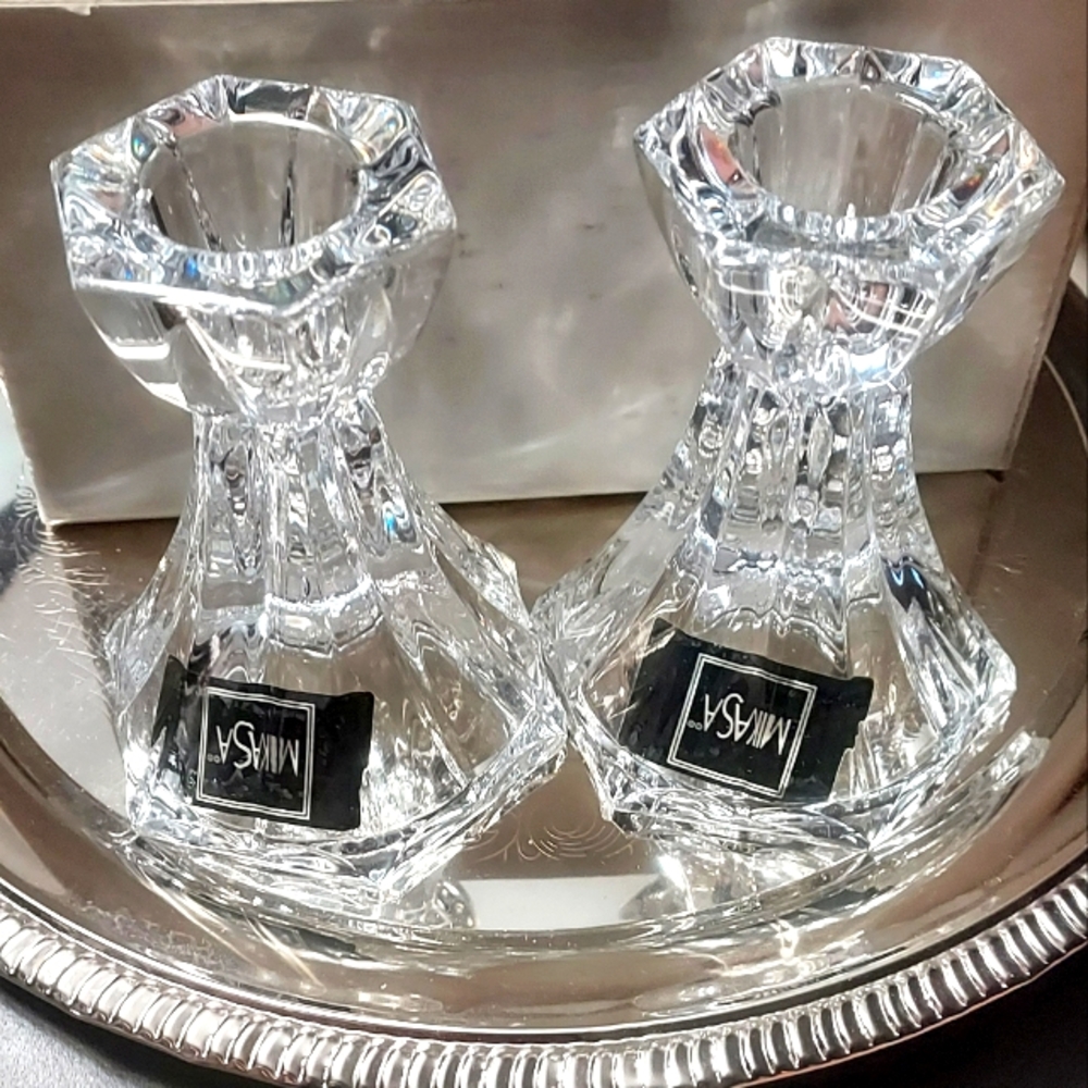 MIKASA Crystal Candleholders  Never Used